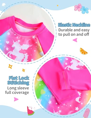 TENVDA Girls Swimsuit Long Sleeve Rash Guard Sets UPF 50+ Two Piece Bathing Suits Size 3-12 Years3