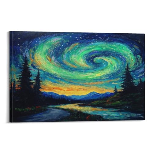 Peintures sur toile aurores boréales tableau déco éclatant