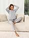 Litherday Schlafanzug Damen Lang Baumwolle Winter Pyjamas Set Langarm Loungewear Zweiteiliger Rundhals Sleepwear mit Schlafanzüge Frau Nachtwäsche