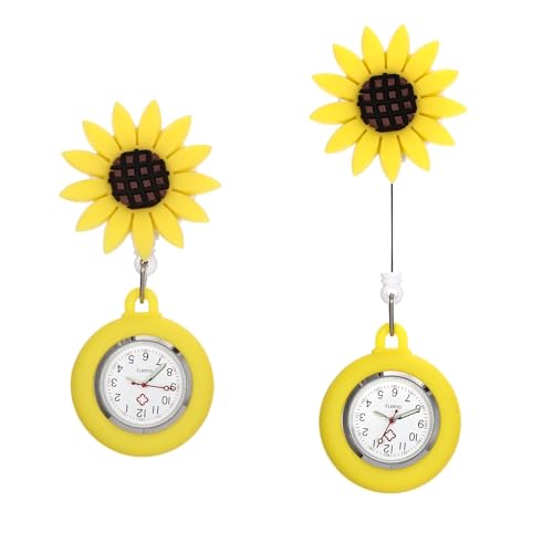 iplusmile Einziehbare Krankenschwester Uhr, Schwesternuhr mit 3D-Sonnenblumenmuster Taschenuhr zum Anklipsen Taschenuhren für für Krankenschwestern, Ärzte, Damen, Mädchen iplusmile Einziehbare Krankenschwester Uhr, Schwesternuhr mit 3D-Sonnenblumenmuster Taschenuhr zum Anklipsen Taschenuhren für für Krankenschwestern, Ärzte, Damen, Mädchen
