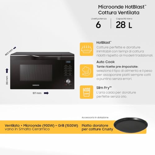 Samsung Libera installazione Forno a Microonde combinato HotBlast™ MC28M6035CK/ET, Frittura ad aria + Grill 900 W + 1500 W, 28 L, 52l x 31h x 46p cm, Nero - 2