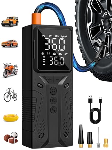 Image of Tire Inflator Portable Air Compressor, High-Speed 150PSI Cordless Air Pump for Car Tires with Powerful Battery, Auto Shut-Off - Portable Tire Pump for Car, Bike, Motorcycle and Balls