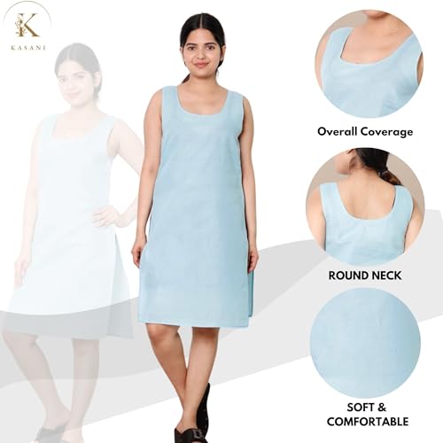 Image of KASANI Women's Camisole Cotton Long Knee-Length Sameej /Slip /Inner, Sleeveless, Pack of 2
