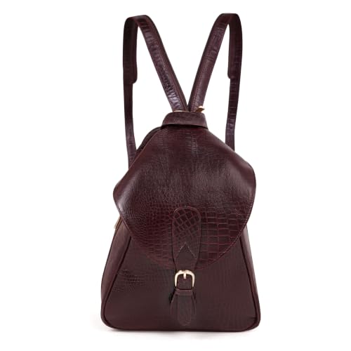 Image of RICHSIGN LEATHER ACCESSORIES 2 In1 Full Grain Natural Leather Backpack & Shoulder Handbags For Women Office (Dimension-L-9 X H-12 X W- 5 Inch) Weight- 0.6 KG / 600 GR.
