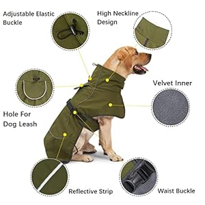 Dog raincoat  waterproof dog winter jackets windproof coat with velvet inner winter dog rain coat with reflective stripblack xl   cucciolini doodles
