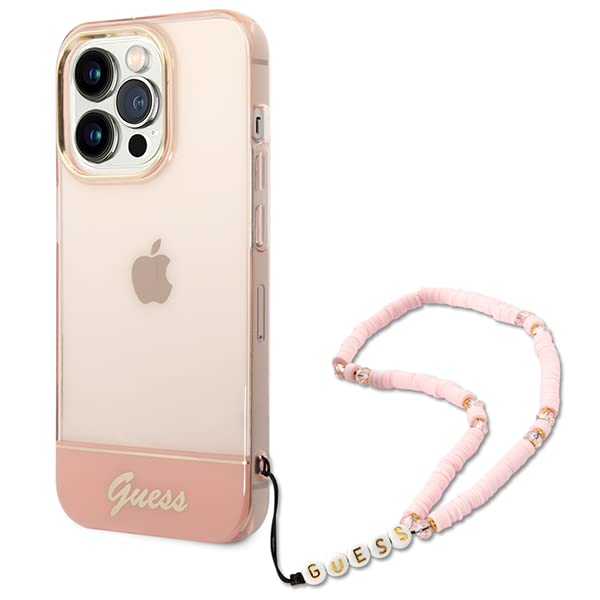Guess GUHCP14LHGCOHP Coque Rigide pour iPhone 14 Pro 6, 1" Rose/Rose