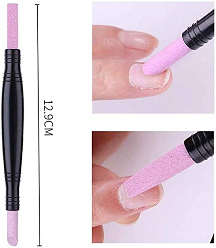 Nail Files, Manicure Double-Headed Nail Polishing Pen, Pumice Stone Peeling Skin Repairing Remover Stick, Multi-Functional Nail Cuticle Care Tool Pink Sanding Pen Manicure File Nail Tool (2Pcs) #TOP5