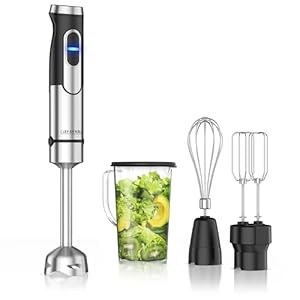 Arendo - Stabmixer Edelstahl 1500 Watt Set - Pürierstab - Turbotaste – 4 flügeliges Messer - Schneebesen – Doppel-Rührquirl
