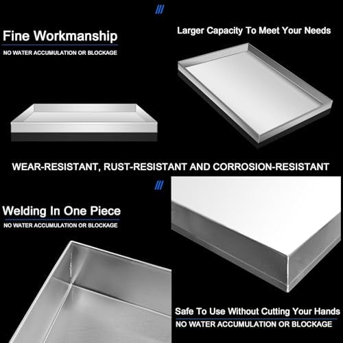 Heavy Duty 304 Stainless Steel Dog Crate Tray, Multifunctional Washing Machine Tray, Floor Protection, No Hole Design, 100x80x4cm (39.4x31.5x1.6in)