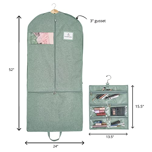 Premium Waterproof Hanging Garment Bag - 52 Inch Clothes Bag With Gusset, 4 Pockets, Accessory Pouch & Side Zip For Dance Costumes, Skating, Theatre, Beauty Pageants, Cheer & More. #TOP2