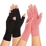 Zexhoor 2 pares de guantes de compresión para artritis para mujeres y hombres, sin dedos para escribir ambas manos