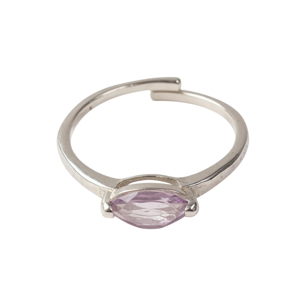 VIE White Bronze Adjustable Ring, Celestial Beam, 5x10mm (Marquise Amethyst)