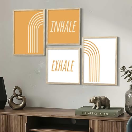 Image of Kalit Kala Decor Paintings for wall decoration with frame | Leaf Nature Paintings for living room, bedroom | Set of 4 (Art 2, Big (13x17 or 13x13))