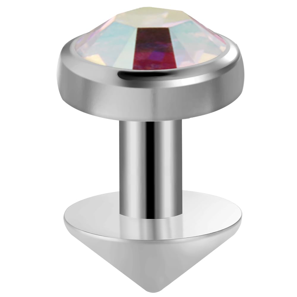 Rainbow Crystal Stone G23 Grade Titanium Micro Dermal Driver Piercing Jewellery