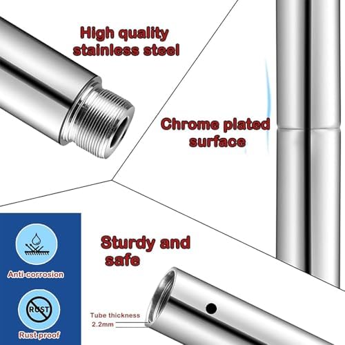 Professional Silver Dance Pole for High Ceilings, Heavy-Duty Stripper Pole, Adjustable Height 2.23-2.74m (7.3ft-9ft), Permanent Installation, Ideal for Home Fitness and Dance