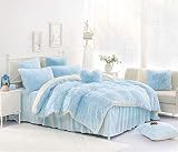 One Meter Sunshine 4PCS Luxury Plush Fluffy Bedding Sets, 1 Faux Fur Duvet Cover + 1 Fleece Flannel