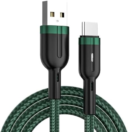 Fast Speed Braided Type C Chargers Cable with LED Light and Automatic Shutoffs for Safe Overnight Charging Fast Fee Plaited Cable with Lights TangleFree Braided Type C Charging Cord with Visible LED — view 6