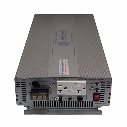 AIMS Power PWRIG300012120S Pure Sine Power Inverter, 3000W Continuous Power, 6000W Surge Peak Power, 12V DC Input, 60hz or 50hz Switch, Highly Efficient, Improved Output at Low Voltage