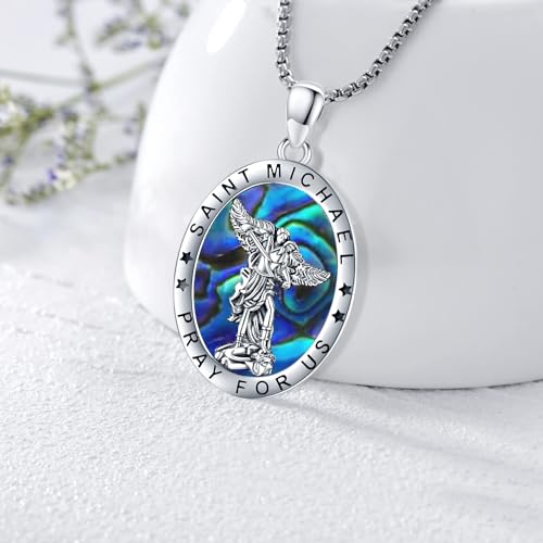 Sterling Silver Patron Saint Necklace for Men and Women, St Michael St Christopher St Benedict Jesus Cross Archangel Pendant Catholic Medals Amulet3