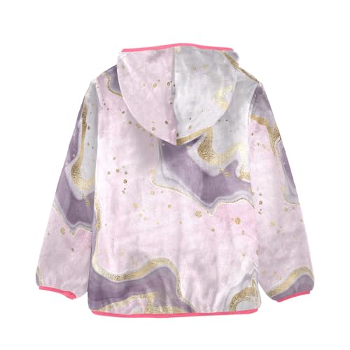 OTVEE Pink Purple Marble Texture Kids Hoodie Jacket Fall Spring Full Zip Warm Outwear Coat2