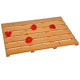 Domax Wooden Bamboo Bath Shower Mat- Non-Slip Waterproof Large Bathroom Floor Mat for Indoor Outdoor (Bamboo, 21.26 x 14.17 x 1.3 Inches)
