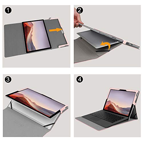 Fintie Case For Microsoft Surface Pro 7 Plus/Pro 7 / Pro 6 / Pro 5 / Pro 4 / Pro 3 12.3 Inch Tablet - Multiple Angle Viewing Portfolio Business Cover, Compatible W/Type Cover Keyboard (Rose Gold) #TOP5
