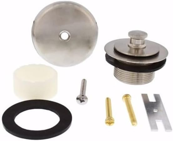 Jones Stephens B51035 One-Hole Friction Lift Tub Drain Trim Kit, Includes Two-Hole Conversion Bar - Brushed Nickel