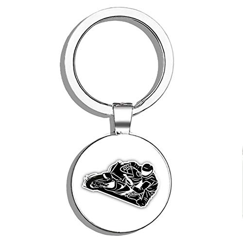 PRS Vinyl Sport Biker Silhouette Double Sided Stainless Steel Keychain Key Ring Chain Holder Car/Key Finder