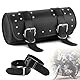 IWILCS Universal Motorrad Satteltasche, Motorrad Werkzeugtasche, Motorrad PU Leder wasserdichte Werkzeugtasche, Runde Sattel Taschen, Modische Motorrad Aufbewahrungstasche, Schwarz