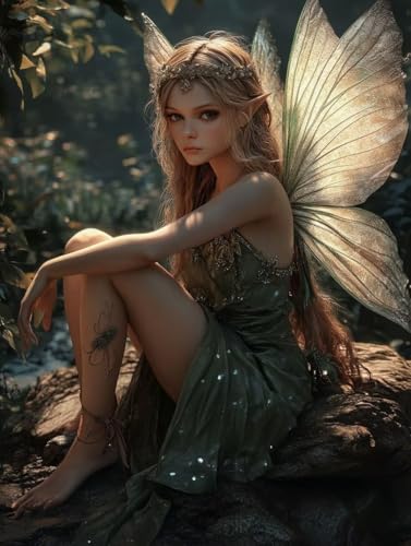 Fheeao 5D Diamond Art Painting Kit, DIY Wing Elf Diamond Painting Pictures, Rhinestone Crystal Cross Stitch Art Kits, Crafts for Adults Canvas, Home Wall Decor Relaxing Craft Gifts Idea 20x30cm 0j-71