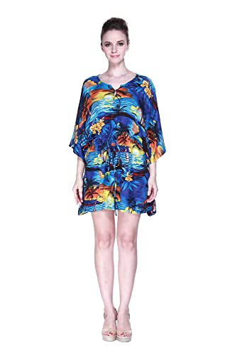 Image of Hawaii Hangover Family Matching Hawaiian Clothes, Sunset Blue | Family matching Hawaiian outfits, Sunset Blue, lightweight rayon, machine washable, tropical print, luaus, cruises