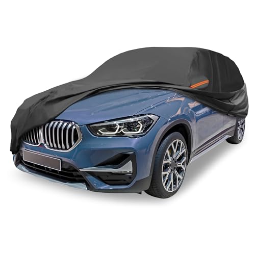 Image of Black Heavy Duty Waterproof Car Cover for SUV 173 inch-179 inch - All-Weather UV Protected Outdoor Full Exterior Cover with Sun /Snow /Rain Resistance