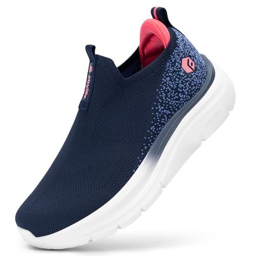 FitVille Women's Slip On Shoes Wide Walking Shoes for Women Slip On Sneakers for Flat Feet Plantar Fasciitis with Arch Support