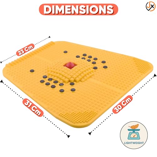 JimXen Acupressure Magnetic Foot Power Mat Stress & Pain Relief Therapy for Heel, Knee, Leg, Sciatica | Improves Blood Circulation | Yellow Pyramid Mat for Daily Health Care (Acupressure Mat)