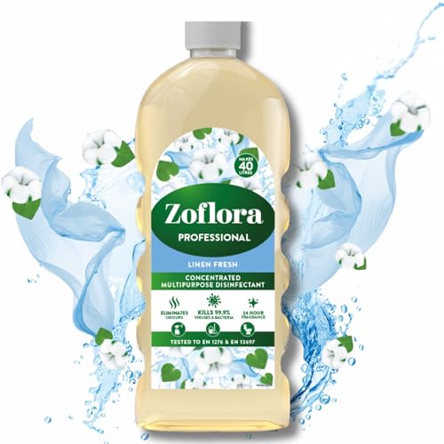 Zoflora Concentrated Linen Fresh Disinfectant Liquid, 1 Litre, Powerful Antibacterial & Multi-Surface Cleaner, Kills 99.9% of Bacteria & Viruses
