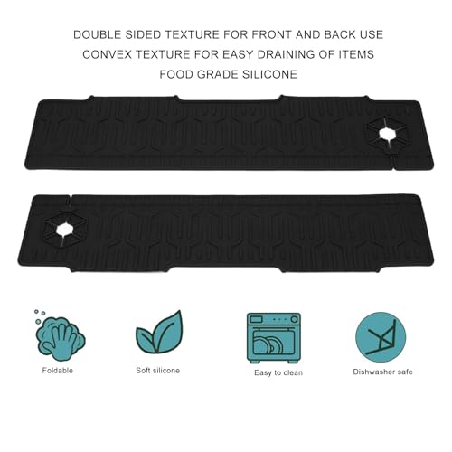 Asixxsix Kitchen Sink Splash Guard, Faucet Mat for Kitchen Sink Left Side & Right Side - Image 2