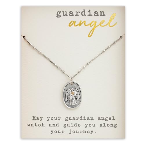 DEMDACO Guardian Angel Silver Plated One Size Brass Metal Charm Necklace