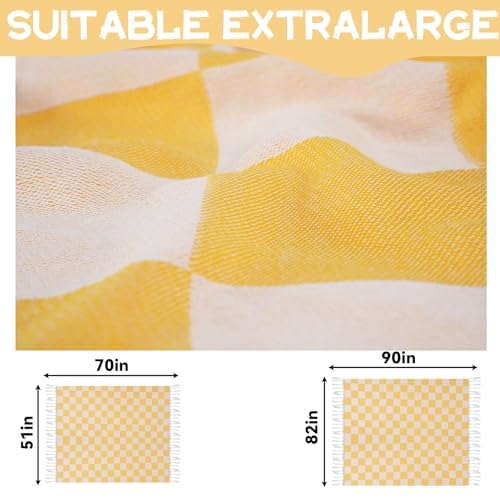 Manta bohemia a cuadros beige de diseño rustico frances y acabados primitivos 8