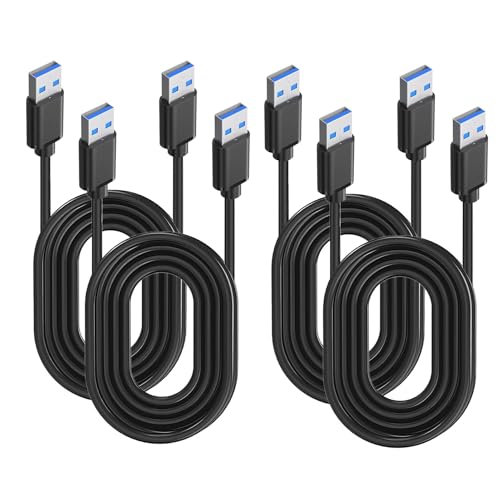 CanQuanSWZX Lot de 4 Câbles USB 3.0 0,5 m USB A vers A Mâle, Transfert de Données Rapide jusqu’à 5 Gbps, Câble USB Mâle-Compatible avec Disques Durs,...