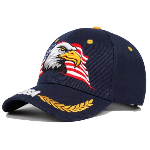Image of USA Flag Baseball Cap American Patriotic Trucker Hat Father Dad Mother Mom Adjustable Sportswear Hat for Men Women Adults