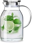 68OZ Glass Pitcher with Lid and Spout - High Heat Resistance Pitcher for Hot/Cold Water & Iced Tea