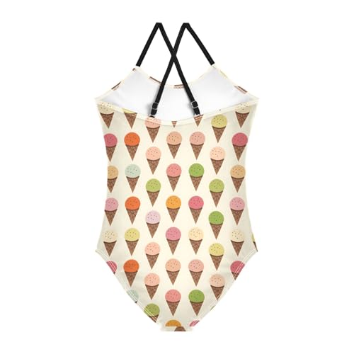ALAZA Colorful Ice Cream Cartoon Girls Swimsuit Bathing Suit Beach Swimwear One Piece 3-10T2