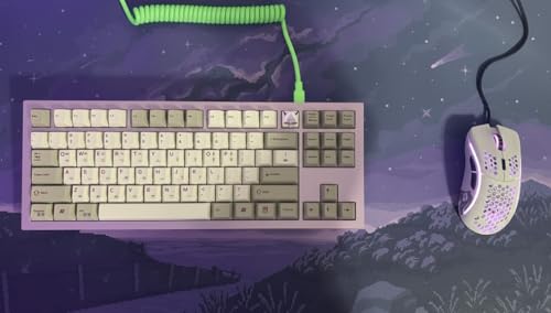 Image of Coiled & Double-Sleeved Mechanical Keyboard Cable, for Type-C Mechanical Keyboards (Green)