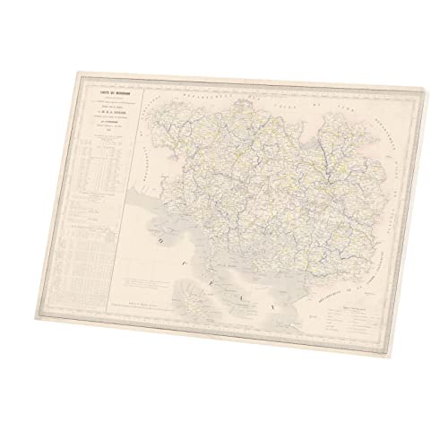 Tableau Morbihan de haute qualité avec carte ancienne de Bretagne sur toile