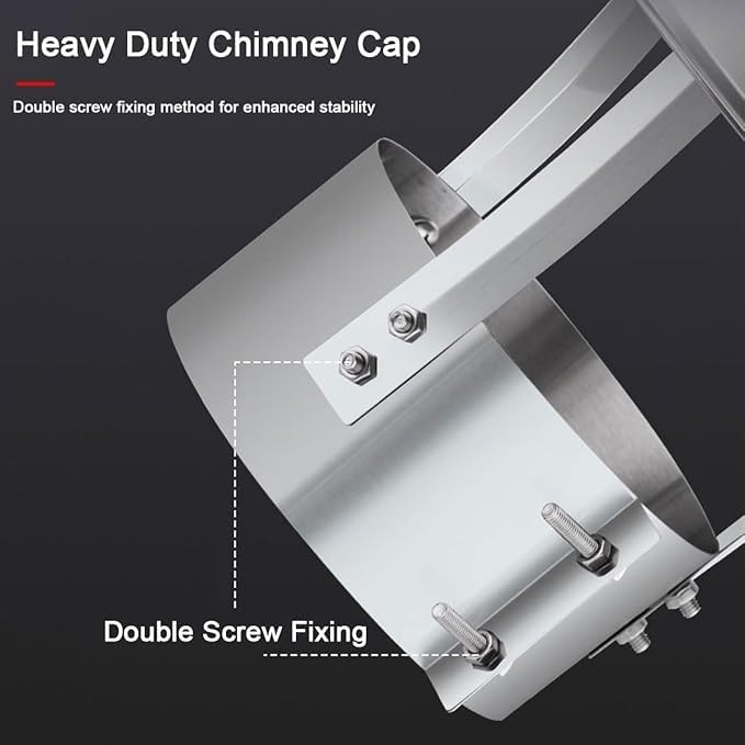 Tappo per canna fumaria, in acciaio inox, impermeabile e antivento, per cappe da 75-130 mm, protezione esterna durevole, facile installazione