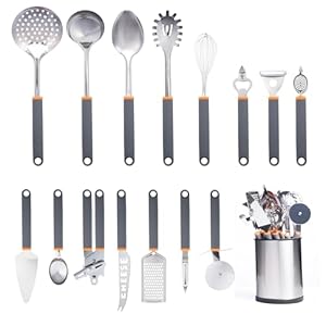 15 PCS Stainless Steel Kitchen Utensils Set with Slotted Spoon,Spaghetti Spoon,Non Toxic Cooking Utensils,Gadgets for Home,Kitchen Tools for Cooking