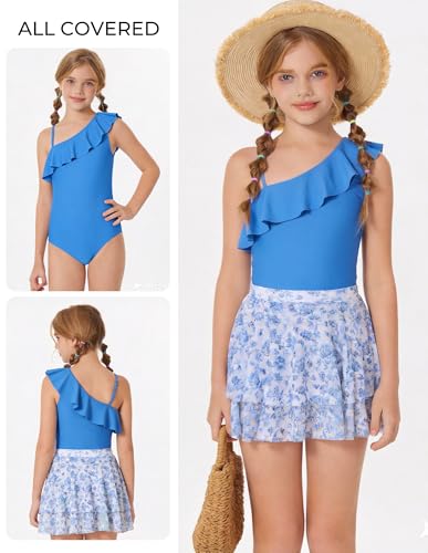 Image of GRACE KARIN Girls One Piece Swimsuits with Mesh Skirt Bathing Suit Swimwear 6-14Y