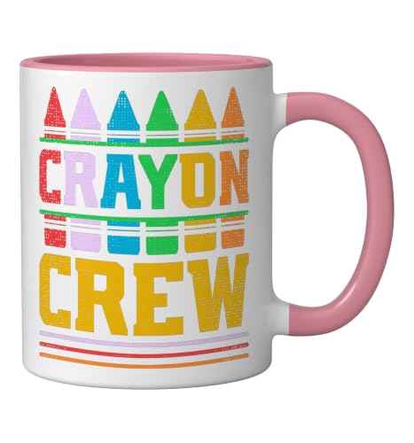 Crayon Crew Taza de Cerámica Rosa/Blanco 11 Onzas miniatura 2