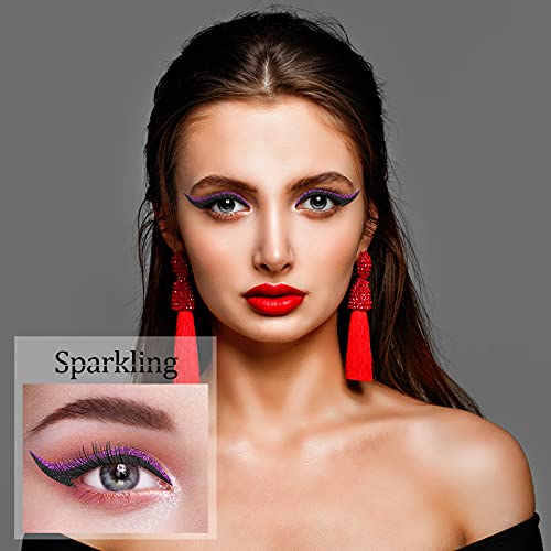 24 Pairs Reusable Eyeliner And Eyelash Stickers, Glitter Eyeliner Stickers Makeup Double Eyelid Tape Reusable Self-Adhesive Eye Line Strip Sticker Instant Eye Makeup Tool Waterproof #TOP1
