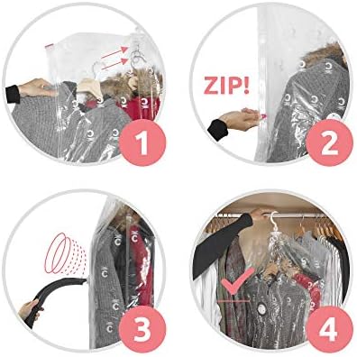 Compactor Space Saving Hanging Vacuum Storage Bag, Size Short, 70 x 105 cm , Espace Plus Series, Transparent, RAN7430